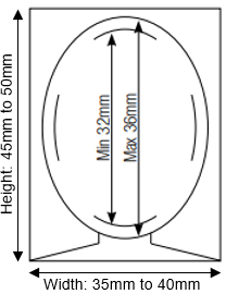 Diagram showing measurements for height and width of head and shoulders